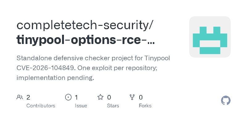 GitHub - completetech-security/tinypool-options-rce-check: Standalone defensive checker project for Tinypool CVE-2026-104849. One…