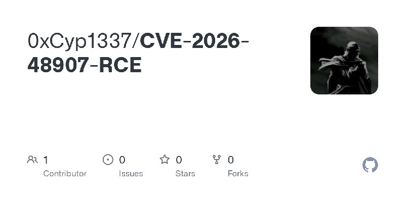 GitHub - 0xCyp1337/CVE-2026-48907-RCE