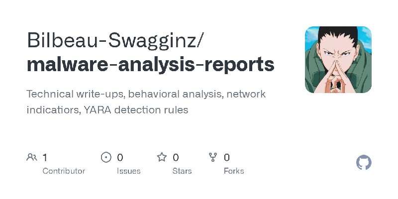 GitHub - Bilbeau-Swagginz/malware-analysis-reports: Technical write-ups, behavioral analysis, network indicatiors, YARA detection…