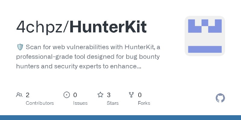 GitHub - 4chpz/HunterKit: 🛡️ Scan for web vulnerabilities with HunterKit, a professional-grade tool designed for bug bounty hunters…