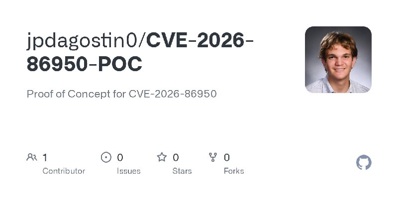 GitHub - jpdagostin0/CVE-2026-86950-POC: Proof of Concept for CVE-2026-86950