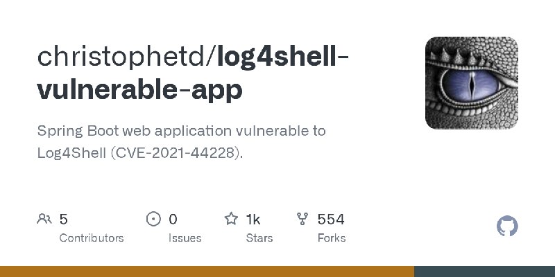 GitHub - christophetd/log4shell-vulnerable-app: Spring Boot web application vulnerable to Log4Shell (CVE-2021-44228).