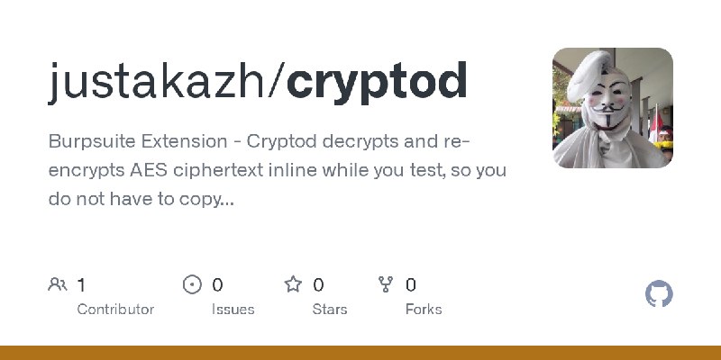 GitHub - justakazh/cryptod: Burpsuite Extension - Cryptod decrypts and re-encrypts AES ciphertext inline while you test, so you…