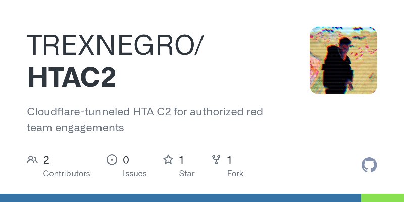 GitHub - TREXNEGRO/HTAC2: Cloudflare-tunneled HTA C2 for authorized red team engagements