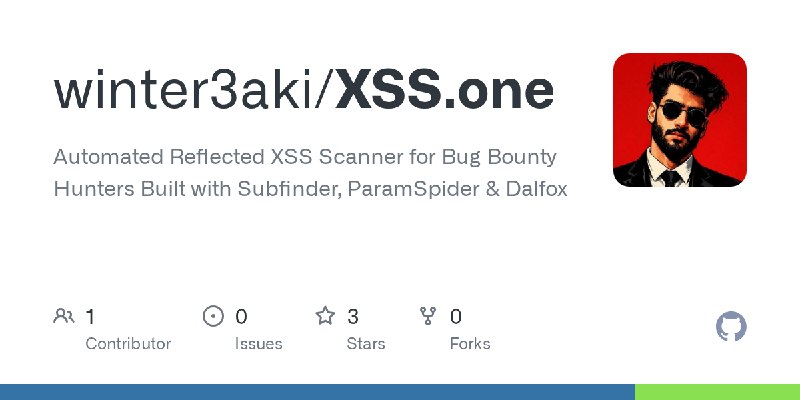 GitHub - winter3aki/XSS.one: Automated Reflected XSS Scanner for Bug Bounty Hunters Built with Subfinder, ParamSpider & Dalfox