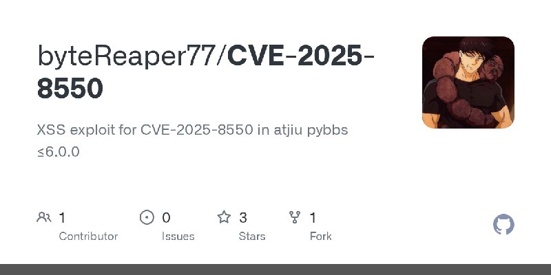 GitHub - byteReaper77/CVE-2025-8550: XSS exploit for CVE-2025-8550 in atjiu pybbs ≤6.0.0