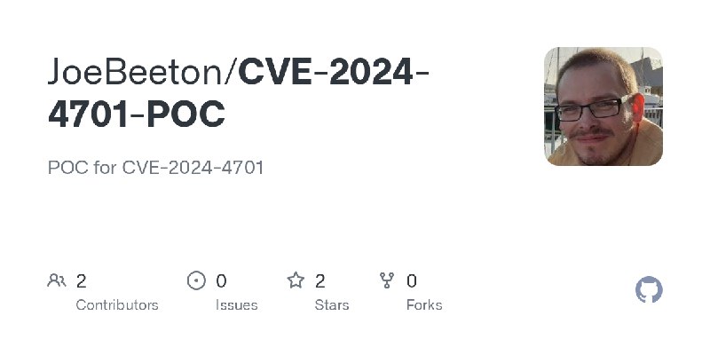 GitHub - JoeBeeton/CVE-2024-4701-POC: POC for CVE-2024-4701