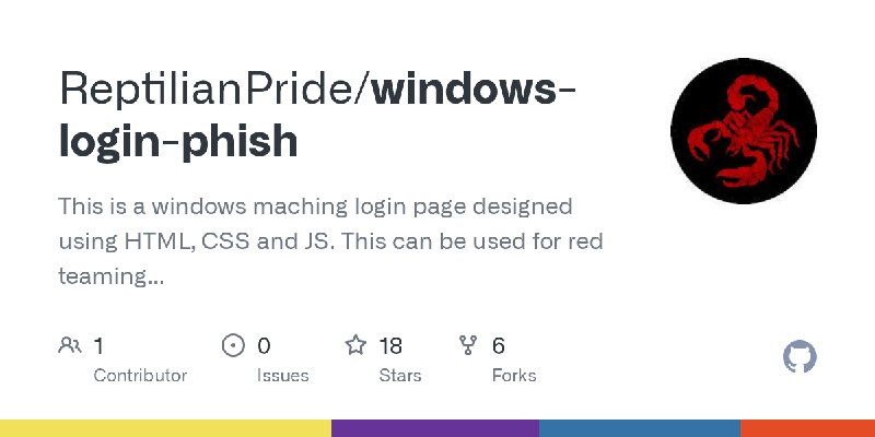 GitHub - ReptilianPride/windows-login-phish: This is a windows maching login page designed using HTML, CSS and JS. This can be…