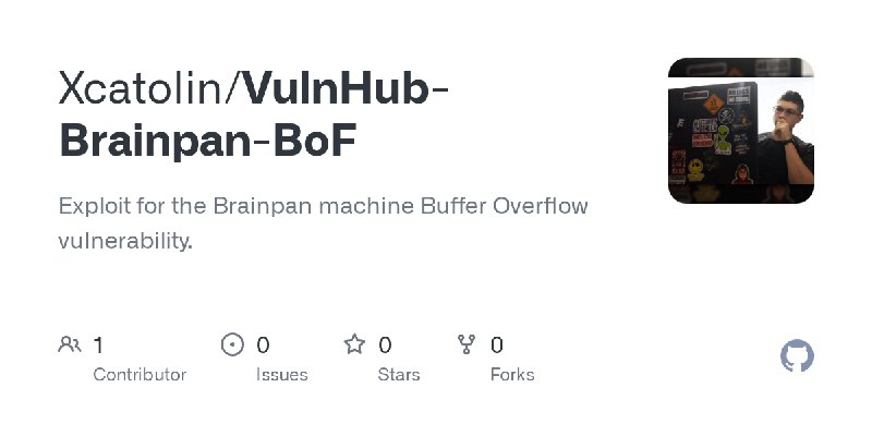 GitHub - Xcatolin/VulnHub-Brainpan-BoF: Exploit for the Brainpan machine Buffer Overflow vulnerability.