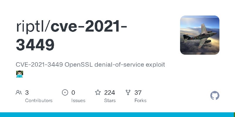 GitHub - riptl/cve-2021-3449: CVE-2021-3449 OpenSSL denial-of-service exploit 👨🏻‍💻