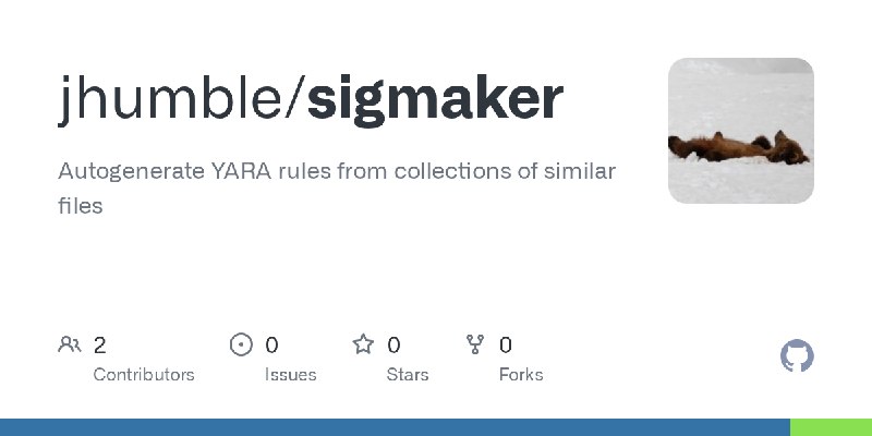 GitHub - jhumble/sigmaker: Autogenerate YARA rules from collections of similar files