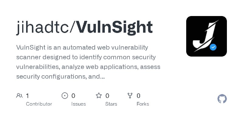 GitHub - jihadtc/VulnSight: VulnSight is an automated web vulnerability scanner designed to identify common security vulnerabilities…