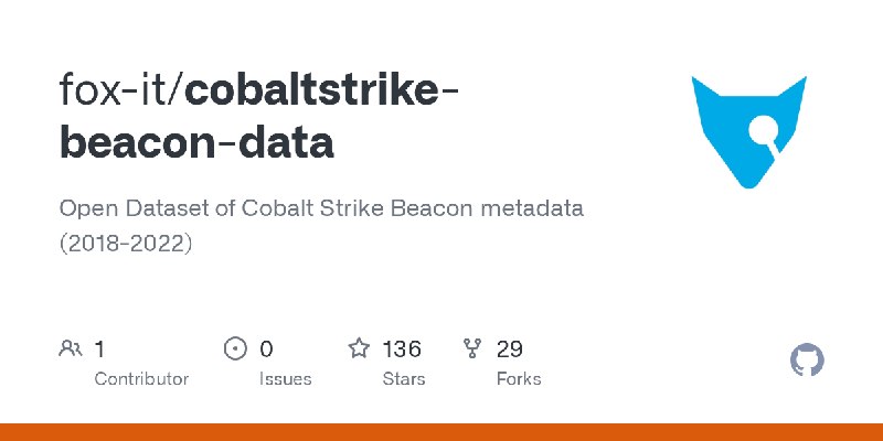 GitHub - fox-it/cobaltstrike-beacon-data: Open Dataset of Cobalt Strike Beacon metadata (2018-2022)