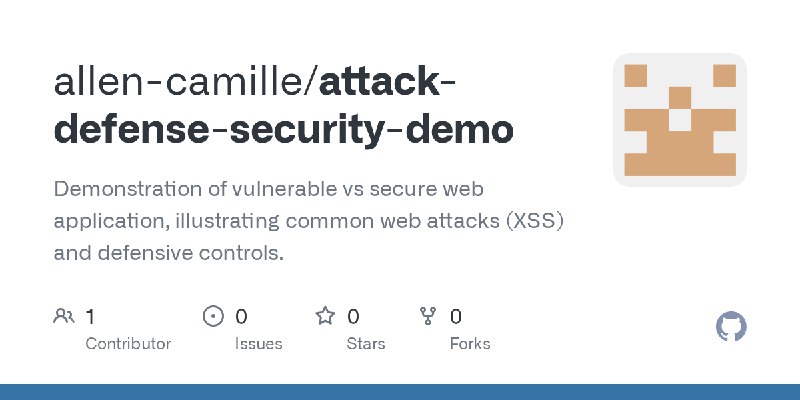 GitHub - allen-camille/attack-defense-security-demo: Demonstration of vulnerable vs secure web application, illustrating common…