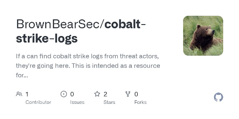 GitHub - BrownBearSec/cobalt-strike-logs: If a can find cobalt strike logs from threat actors, they're going here. This is intended…