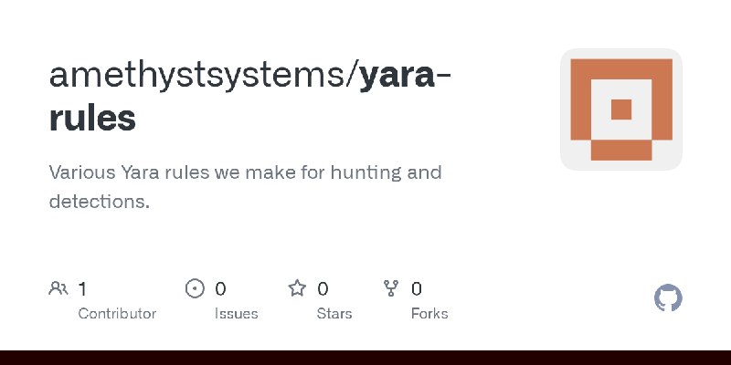 GitHub - amethystsystems/yara-rules: Various Yara rules we make for hunting and detections.