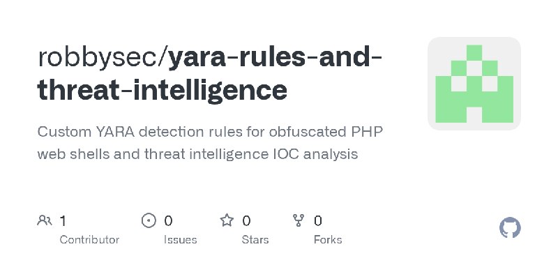 GitHub - robbysec/yara-rules-and-threat-intelligence: Custom YARA detection rules for obfuscated PHP web shells and threat intelligence…