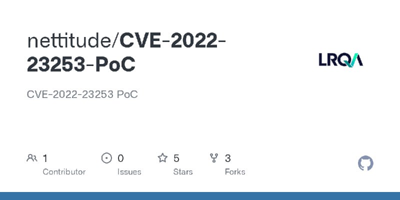 GitHub - nettitude/CVE-2022-23253-PoC: CVE-2022-23253 PoC