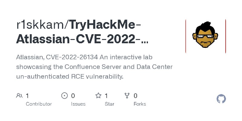 GitHub - r1skkam/TryHackMe-Atlassian-CVE-2022-26134: Atlassian, CVE-2022-26134  An interactive lab showcasing the Confluence Server…
