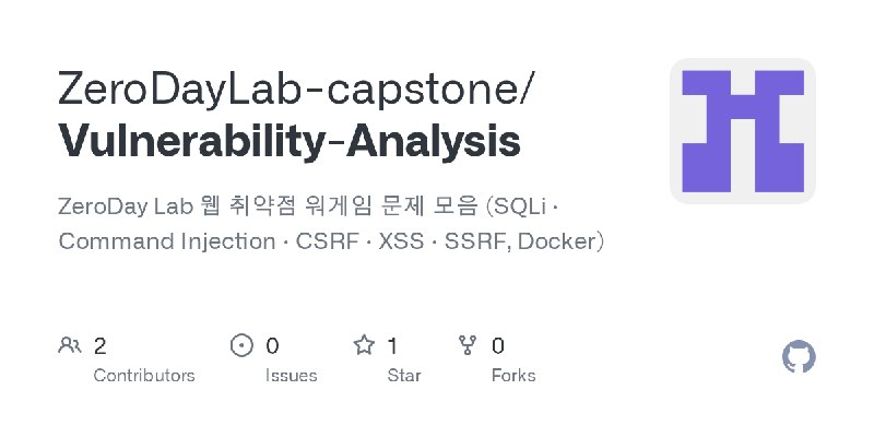 GitHub - ZeroDayLab-capstone/Vulnerability-Analysis: ZeroDay Lab 웹 취약점 워게임 문제 모음 (SQLi · Command Injection · CSRF · XSS · SSRF…