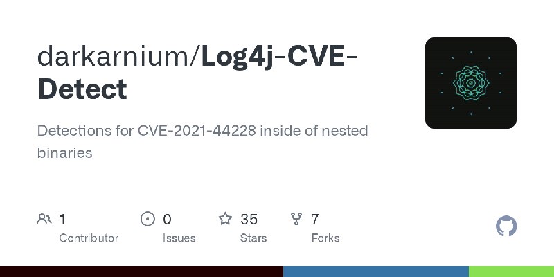 GitHub - darkarnium/Log4j-CVE-Detect: Detections for CVE-2021-44228 inside of nested binaries