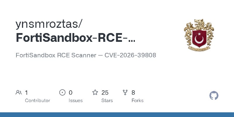 GitHub - ynsmroztas/FortiSandbox-RCE-Exploit-CVE-2026-39808: FortiSandbox RCE Scanner — CVE-2026-39808