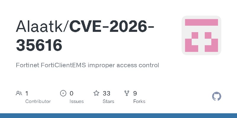 GitHub - Alaatk/CVE-2026-35616: Fortinet FortiClientEMS improper access control