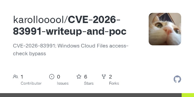 GitHub - karollooool/CVE-2026-83991-writeup-and-poc: CVE-2026-83991: Windows Cloud Files access-check bypass