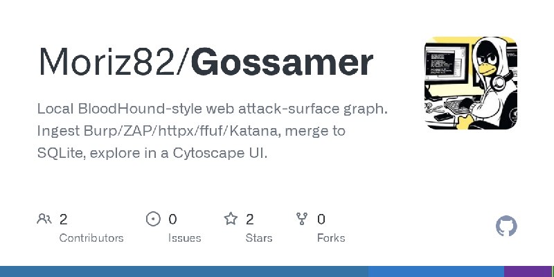 GitHub - Moriz82/Gossamer: Local BloodHound-style web attack-surface graph. Ingest Burp/ZAP/httpx/ffuf/Katana, merge to SQLite…