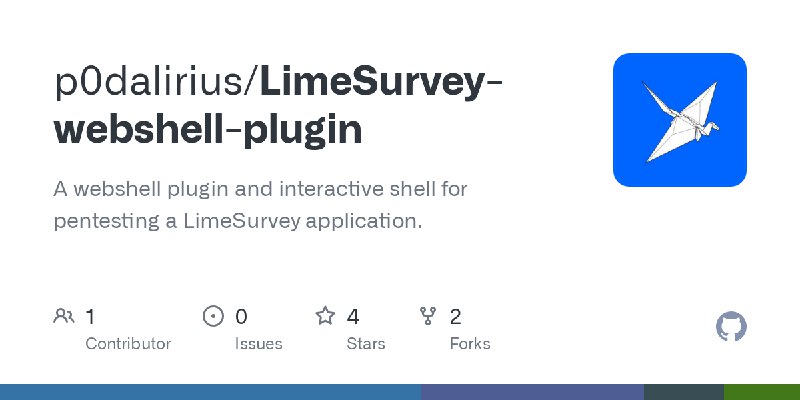 GitHub - p0dalirius/LimeSurvey-webshell-plugin: A webshell plugin and interactive shell for pentesting a LimeSurvey application.