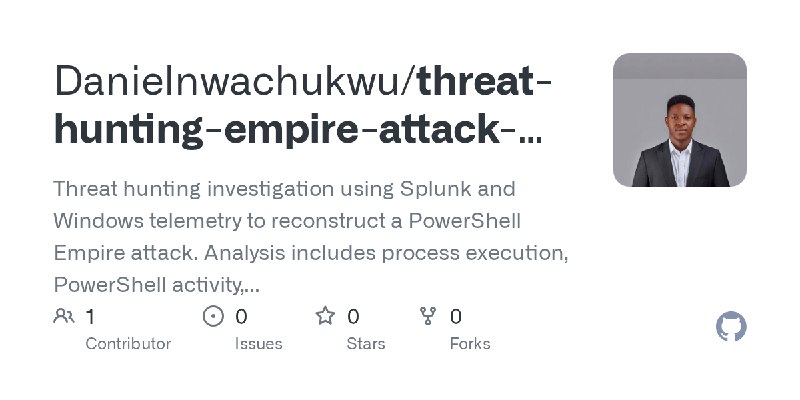 GitHub - Danielnwachukwu/threat-hunting-empire-attack-analysis: Threat hunting investigation using Splunk and Windows telemetry…