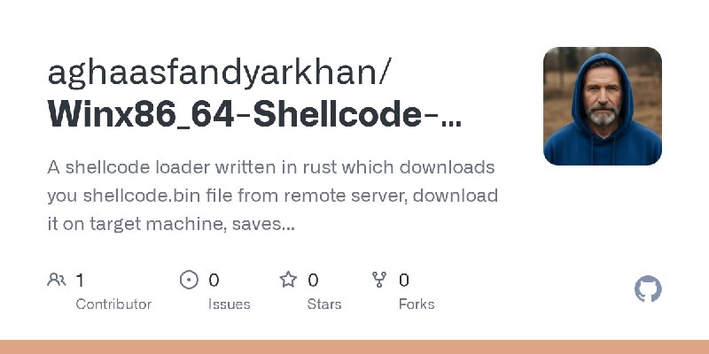 GitHub - aghaasfandyarkhan/Winx86_64-Shellcode-Loader: A shellcode loader written in rust which downloads you shellcode.bin file…
