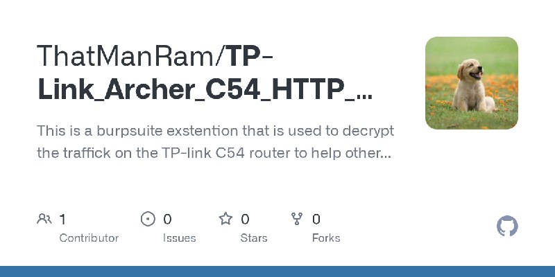 GitHub - ThatManRam/TP-Link_Archer_C54_HTTP_Burp_Decryptor-Fuzzer: This is a burpsuite exstention that is used to decrypt the traffick…