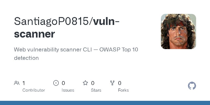 GitHub - SantiagoP0815/vuln-scanner: Web vulnerability scanner CLI — OWASP Top 10 detection