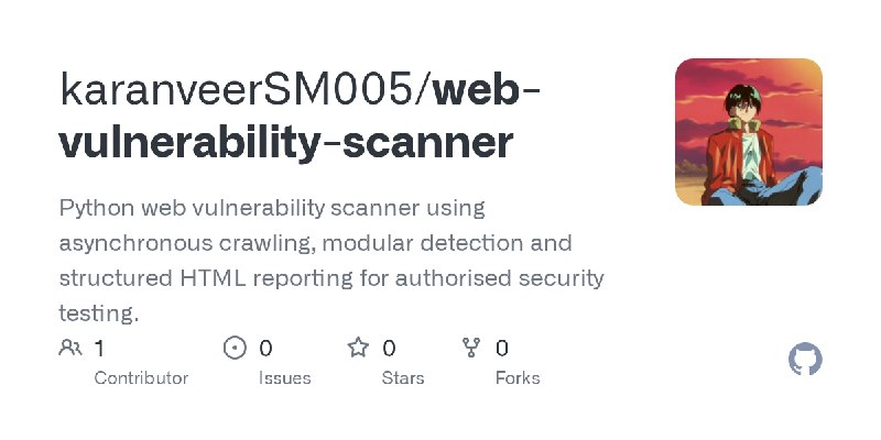 GitHub - karanveerSM005/web-vulnerability-scanner: Python web vulnerability scanner using asynchronous crawling, modular detection…