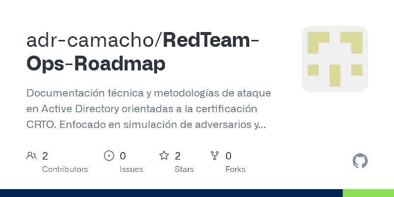 GitHub - adr-camacho/RedTeam-Ops-Roadmap: Documentación técnica y metodologías de ataque en Active Directory orientadas a la certificación…