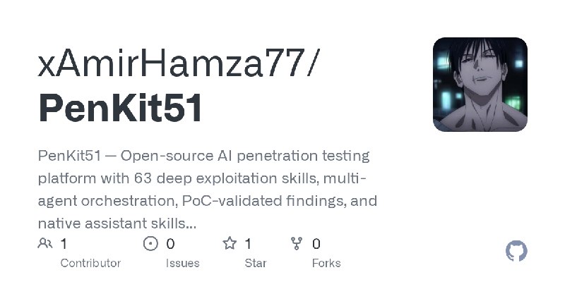 GitHub - xAmirHamza77/PenKit51: PenKit51 — Open-source AI penetration testing platform with 63 deep exploitation skills, multi…