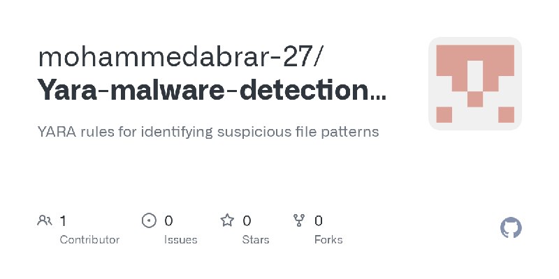 GitHub - mohammedabrar-27/Yara-malware-detection-lab: YARA rules for identifying suspicious file patterns