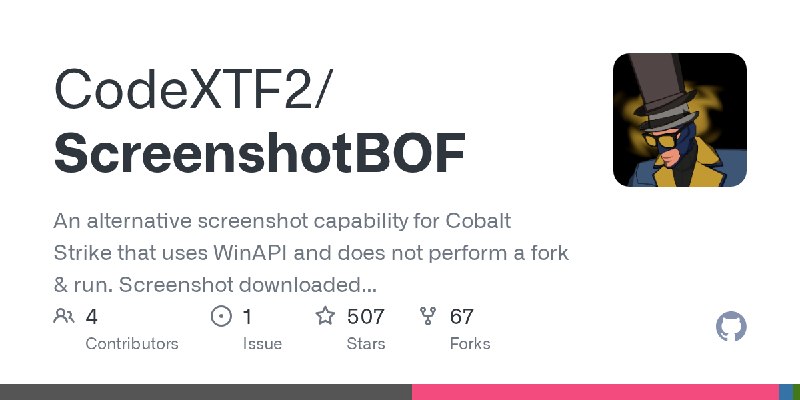 GitHub - CodeXTF2/ScreenshotBOF: An alternative screenshot capability for Cobalt Strike that uses WinAPI and does not perform a…