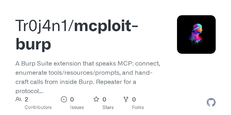 GitHub - Tr0j4n1/mcploit-burp: A Burp Suite extension that speaks MCP: connect, enumerate tools/resources/prompts, and hand-craft…