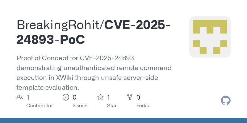 GitHub - BreakingRohit/CVE-2025-24893-PoC: Proof of Concept for CVE-2025-24893 demonstrating unauthenticated remote command execution…