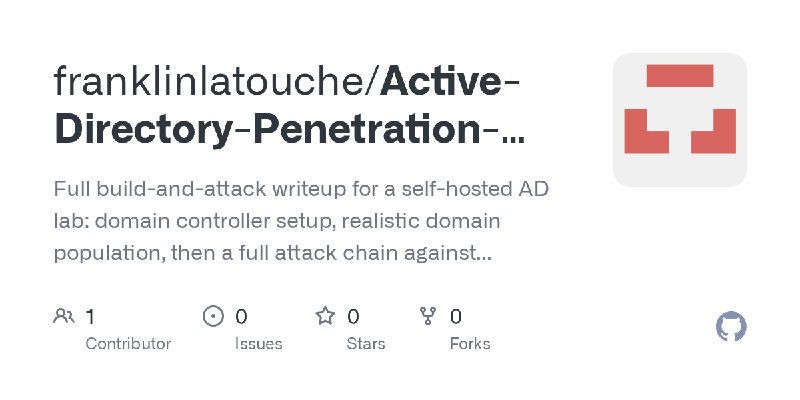 GitHub - franklinlatouche/Active-Directory-Penetration-Testing-Lab: Full build-and-attack writeup for a self-hosted AD lab: domain…