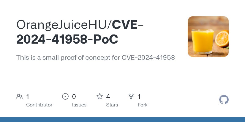 GitHub - OrangeJuiceHU/CVE-2024-41958-PoC: This is a small proof of concept for CVE-2024-41958