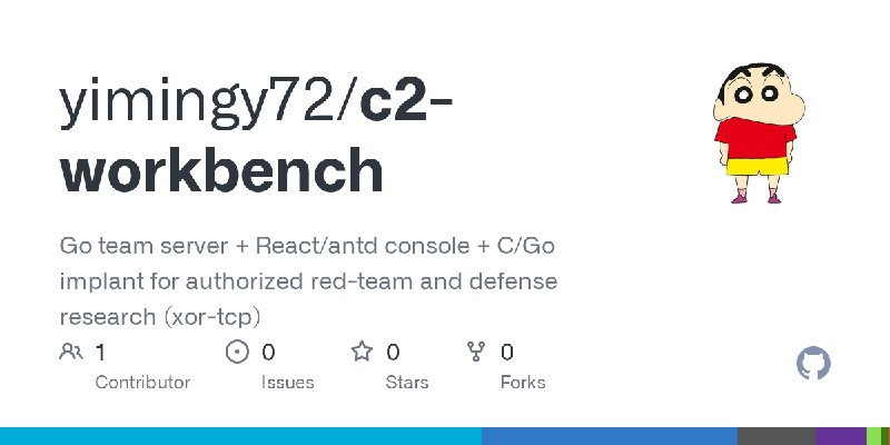 GitHub - yimingy72/c2-workbench: Go team server + React/antd console + C/Go implant for authorized red-team and defense research…