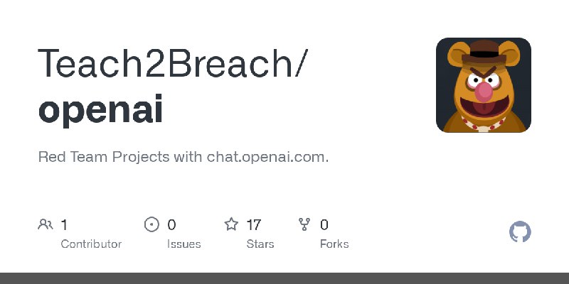 GitHub - Teach2Breach/openai: Red Team Projects with chat.openai.com.