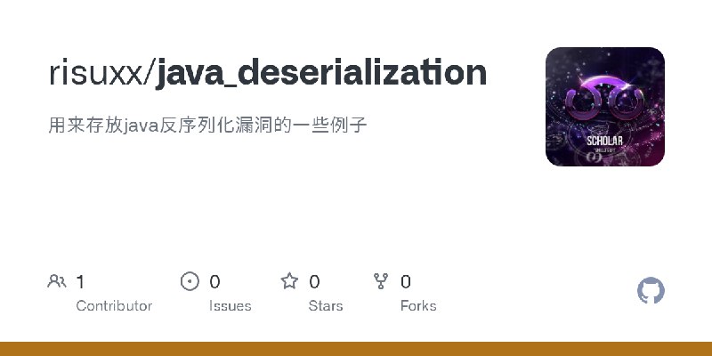 GitHub - risuxx/java_deserialization: 用来存放java反序列化漏洞的一些例子