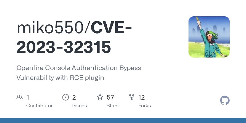 GitHub - miko550/CVE-2023-32315: Openfire Console Authentication Bypass Vulnerability with RCE plugin