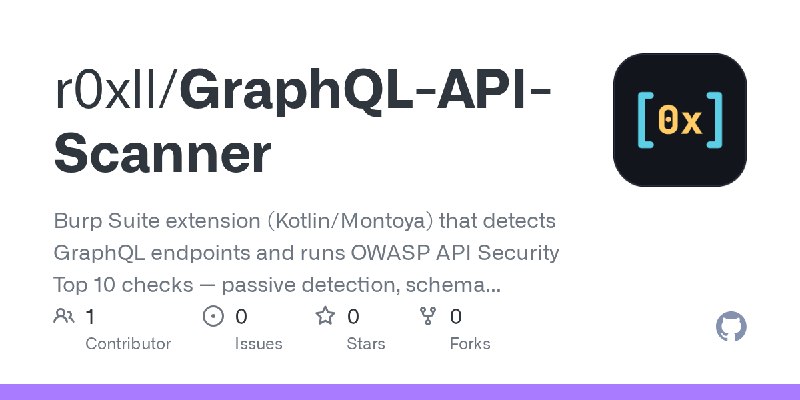 GitHub - r0xll/GraphQL-API-Scanner: Burp Suite extension (Kotlin/Montoya) that detects GraphQL endpoints and runs OWASP API Security…