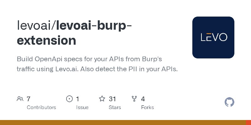 GitHub - levoai/levoai-burp-extension: Build OpenApi specs for your APIs from Burp's traffic using Levo.ai. Also detect the PII…