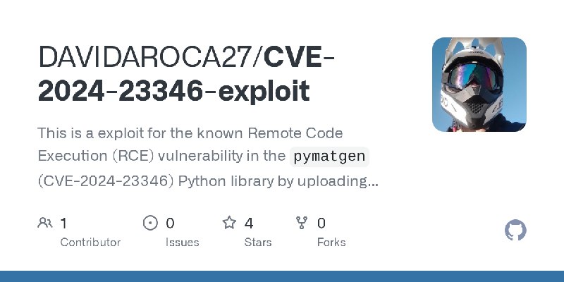 GitHub - DAVIDAROCA27/CVE-2024-23346-exploit: This is a exploit for the known Remote Code Execution (RCE) vulnerability in the…
